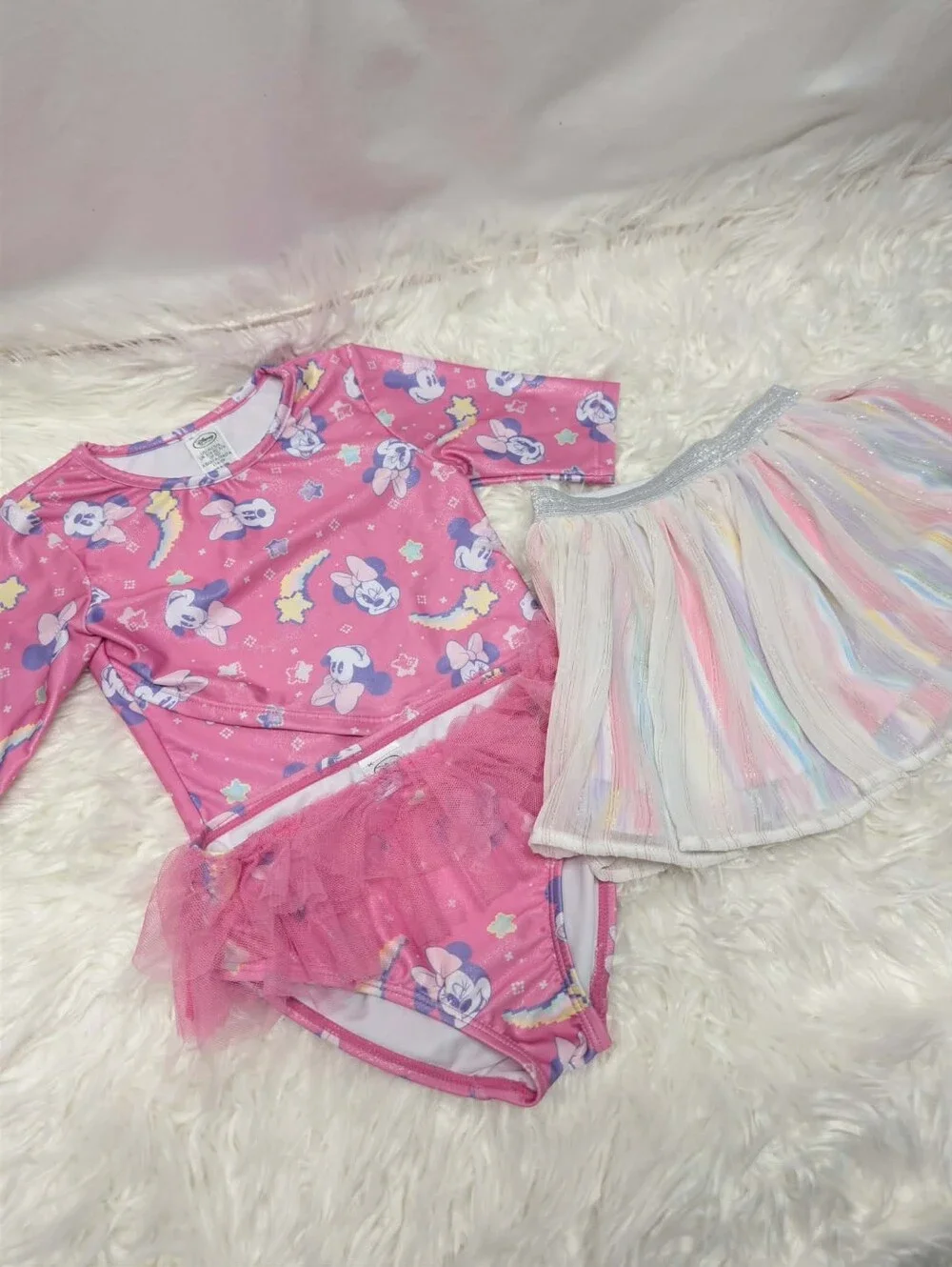 Disney minnie mouse bundle y2k 2000s nwot swim suit 2 pc and skirt